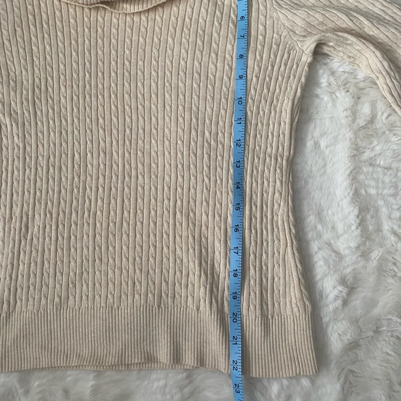 Pria Cotton Cable Knit Turtle Neck Sweater, Size Medium - Picture 12 of 12